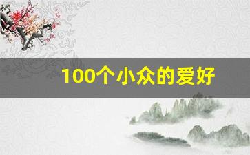 100个小众的爱好