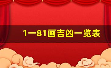 1一81画吉凶一览表_1-81吉利数字详解