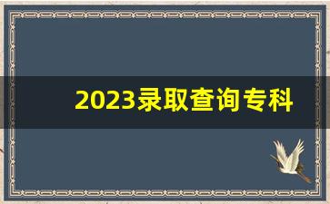 2023录取查询专科