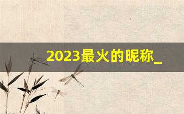 2023最火的昵称_个性昵称简短好听