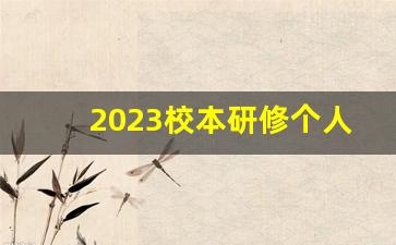 2023校本研修个人研修计划