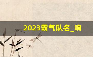 2023霸气队名_响亮霸气的队名和口号