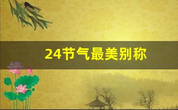 24节气最美别称