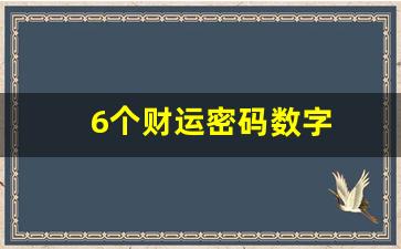 6个财运密码数字