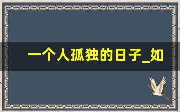 一个人孤独的日子_如何度过孤独的日子