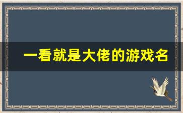 一看就是大佬的游戏名_大气又低调的游戏名字