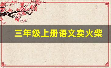 三年级上册语文卖火柴的小姑娘生字_三年级上册生字加拼音