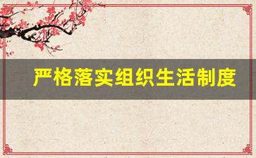 严格落实组织生活制度总结_落实党的组织生活制度不严格