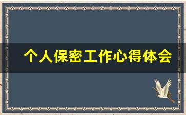 个人保密工作心得体会500字_一般保密人员个人总结