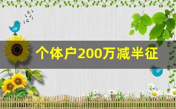 个体户200万减半征收_个体户每月3万还是10万