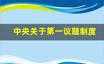 中央关于第一议题制度_落实第一议题要求