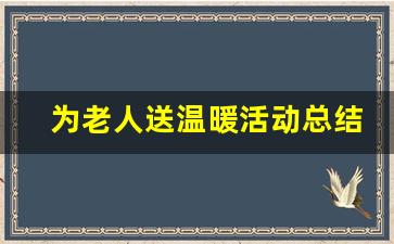 为老人送温暖活动总结