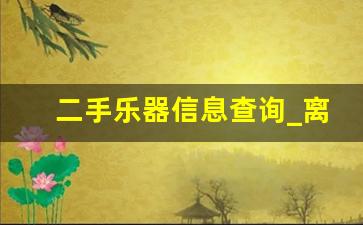 二手乐器信息查询_离我最近的乐器店