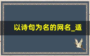 以诗句为名的网名_适合做ID的古诗词