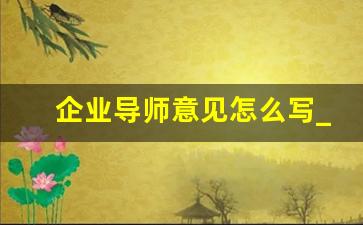 企业导师意见怎么写_对公司导师的评价如何写