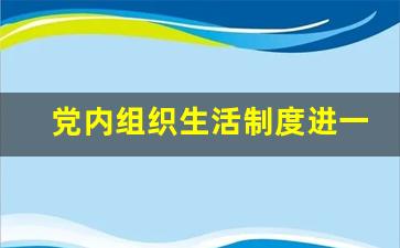 党内组织生活制度进一步规范_严格党的组织生活制度