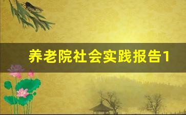 养老院社会实践报告10篇_去养老院的社会实践报告的实践内容