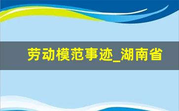 劳动模范事迹_湖南省历届劳动模范