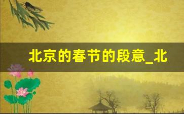 北京的春节的段意_北京的春节分段和主要内容