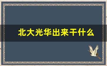 北大光华出来干什么