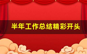 半年工作总结精彩开头_工作总结前言简短范文