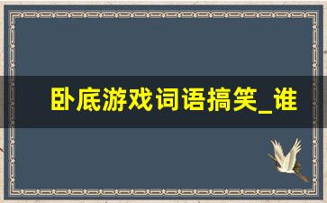 卧底游戏词语搞笑_谁是卧底比较烧脑的词