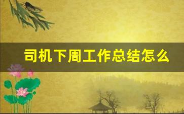 司机下周工作总结怎么写好_驾驶员个人小结简单