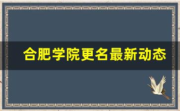 合肥学院更名最新动态