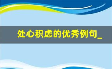 处心积虑的优秀例句_处心积虑造句30字左右