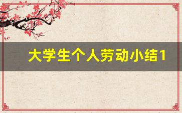 大学生个人劳动小结100字_大学生劳动周总结500字