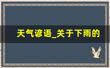 天气谚语_关于下雨的谚语100个