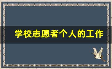 学校志愿者个人的工作计划_学生志愿者个人总结