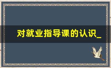 对就业指导课的认识_财务就业指导课的心得体会