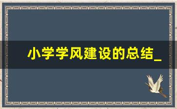 小学学风建设的总结_小学学风建设