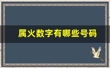 属火数字有哪些号码