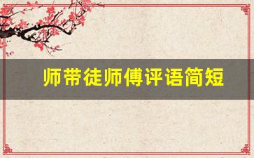 师带徒师傅评语简短