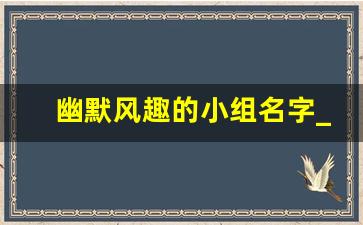 幽默风趣的小组名字_有诗意又儒雅的团队名