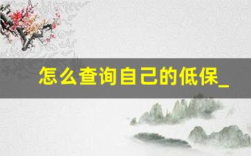 怎么查询自己的低保_低保查询网上查询