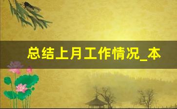 总结上月工作情况_本月工作情况怎么写