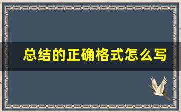 总结的正确格式怎么写