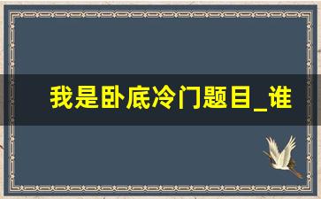 我是卧底冷门题目_谁是内鬼的词高难度