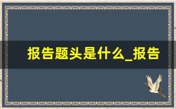 报告题头是什么_报告需要写抬头吗