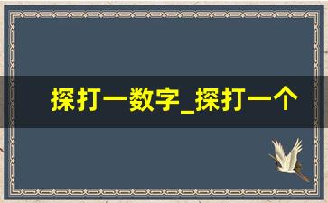 探打一数字_探打一个生肖