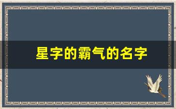 星字的霸气的名字