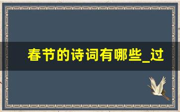 春节的诗词有哪些_过年诗句古诗