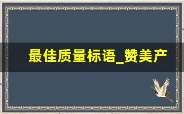 最佳质量标语_赞美产品质量好的金句