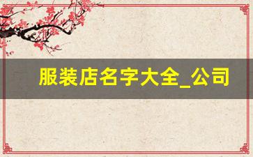 服装店名字大全_公司名称免费起名