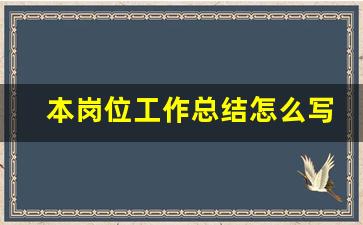 本岗位工作总结怎么写_岗位经验总结