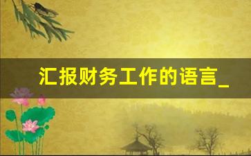 汇报财务工作的语言_财务怎么汇报工作