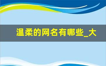 温柔的网名有哪些_大气温柔的网名